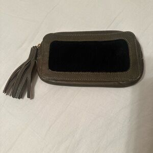 Latico Olive Leather Wallet with Black Horse Hair